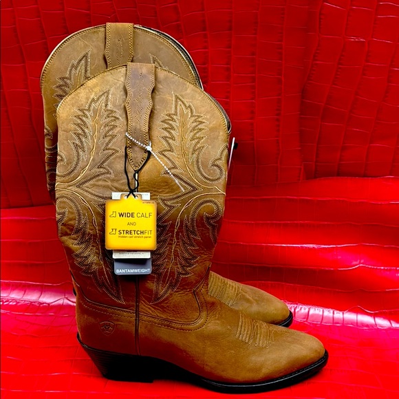 Ariat Brown Heeled Boots with Embroidered Design - Picture 3 of 12